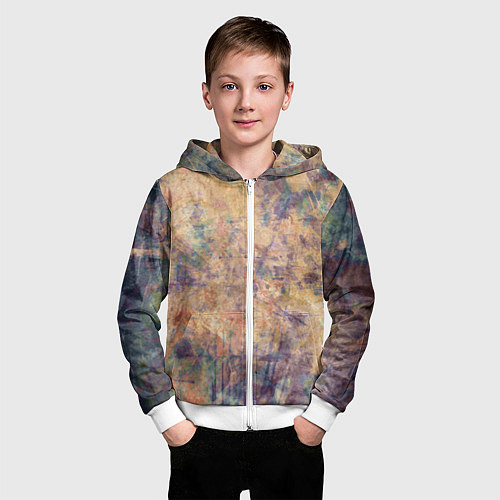 Детская толстовка на молнии Абстракция - pink marble with blue flecks / 3D-Белый – фото 3