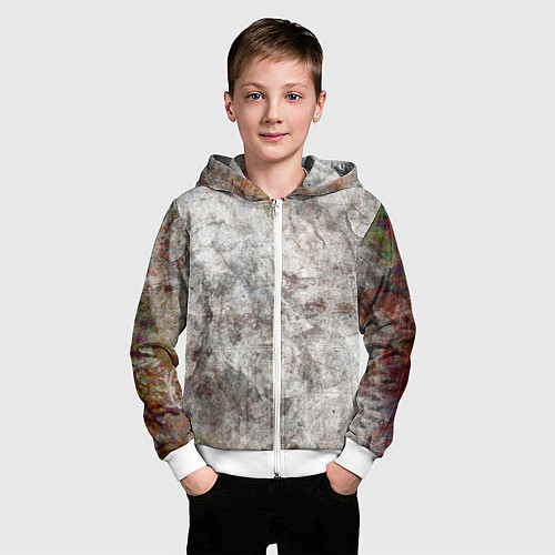 Детская толстовка на молнии Абстракция - gray limestone / 3D-Белый – фото 3