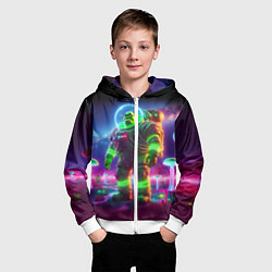 Толстовка на молнии детская Космонавт Шрук в неоновом скафандре на загадочной, цвет: 3D-белый — фото 2