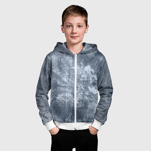 Детская толстовка на молнии Абстракция - gray-blue / 3D-Белый – фото 3