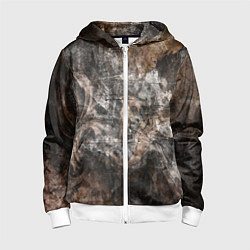 Толстовка на молнии детская Абстракция - brown darkness, цвет: 3D-белый