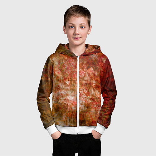 Детская толстовка на молнии Абстракция - bright red / 3D-Белый – фото 3