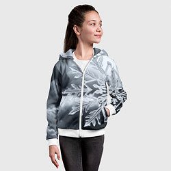 Толстовка на молнии детская Снежинка на черно белое, цвет: 3D-белый — фото 2