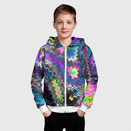 Детская толстовка на молнии Абстракция переливы / 3D-Белый – фото 3