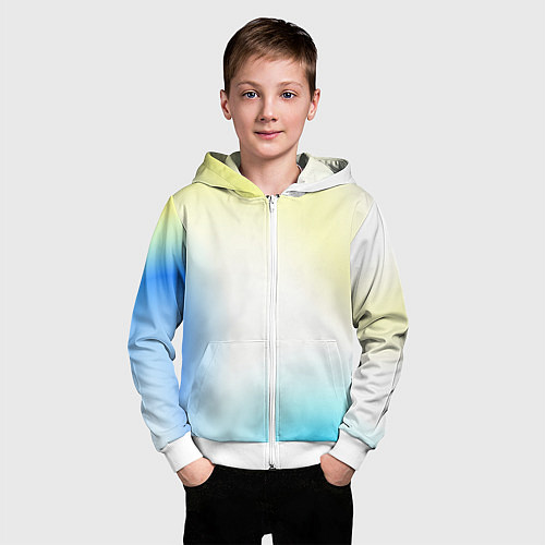 Детская толстовка на молнии Color yellow blue white / 3D-Белый – фото 3