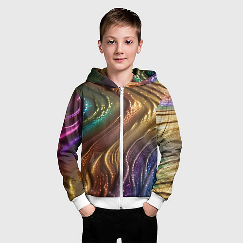 Детская толстовка на молнии Сморщенные складочки жидкости / 3D-Белый – фото 3