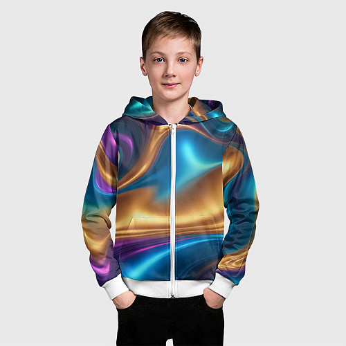 Детская толстовка на молнии Сплавы разноцветные / 3D-Белый – фото 3
