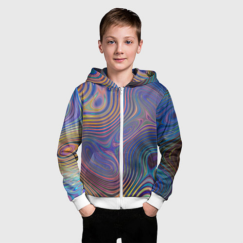 Детская толстовка на молнии Абстрактная рябь / 3D-Белый – фото 3