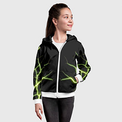 Толстовка на молнии детская Color green black, цвет: 3D-белый — фото 2