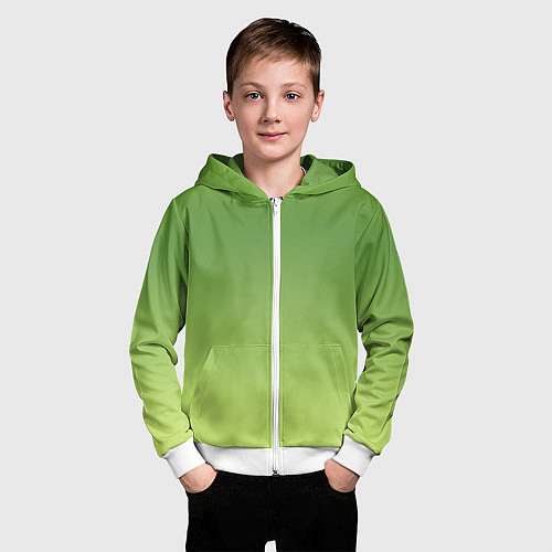 Детская толстовка на молнии Color green yellow / 3D-Белый – фото 3
