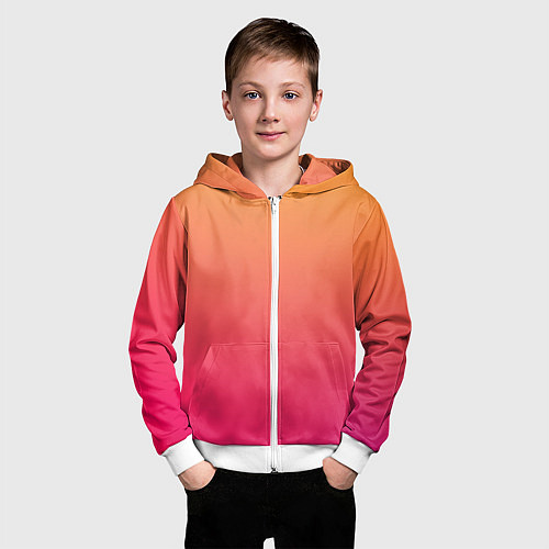Детская толстовка на молнии Color orange pink / 3D-Белый – фото 3