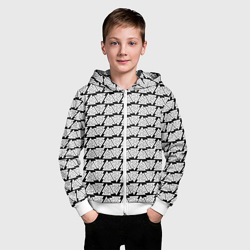Детская толстовка на молнии Символы валькнут как защитная кольчуга / 3D-Белый – фото 3