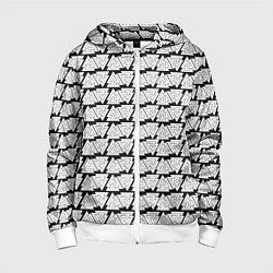 Толстовка на молнии детская Символы валькнут как защитная кольчуга, цвет: 3D-белый