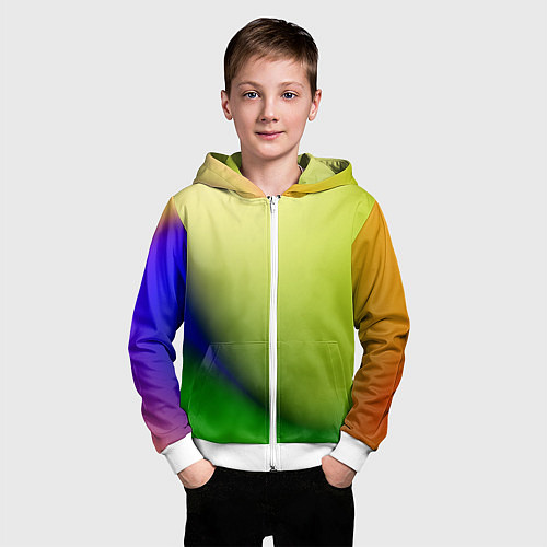 Детская толстовка на молнии The color is multicolored / 3D-Белый – фото 3
