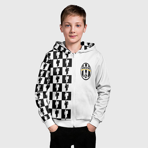 Детская толстовка на молнии Ювентус паттерн люди / 3D-Белый – фото 3
