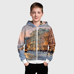 Толстовка на молнии детская Зимний Санкт-Петербург, цвет: 3D-белый — фото 2