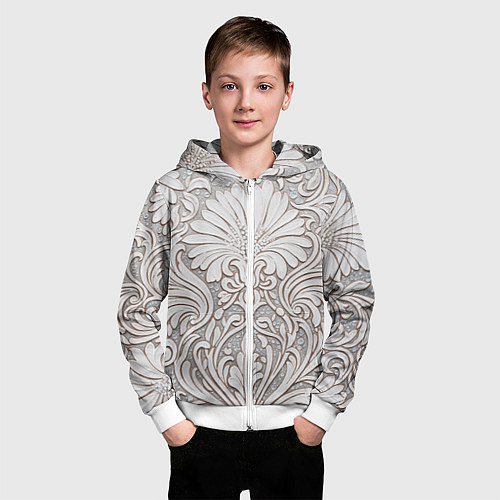 Детская толстовка на молнии Вензельные цветы / 3D-Белый – фото 3