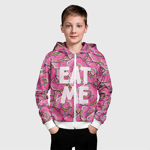 Детская толстовка на молнии Eat me, Homer / 3D-Белый – фото 3