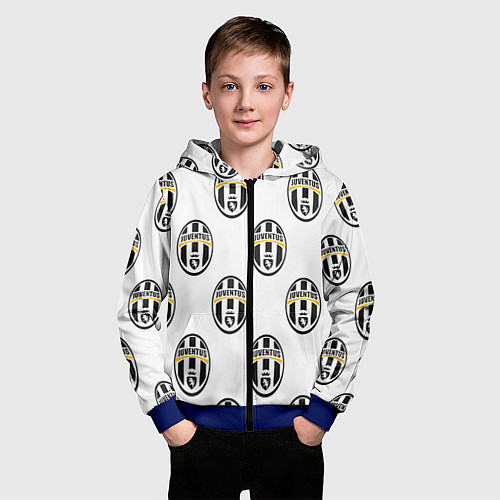 Детская толстовка на молнии Juventus Pattern / 3D-Синий – фото 3