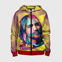 Толстовка на молнии детская Kurt Cobain: Abstraction, цвет: 3D-красный