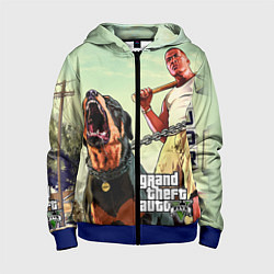 Толстовка на молнии детская GTA 5: Franklin Clinton, цвет: 3D-синий