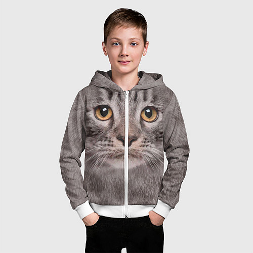 Детская толстовка на молнии Котик / 3D-Белый – фото 3