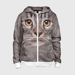 Толстовка на молнии детская Котик, цвет: 3D-белый