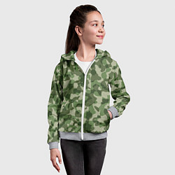 Толстовка на молнии детская Хаки, цвет: 3D-меланж — фото 2