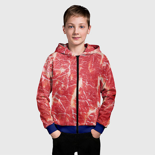 Детская толстовка на молнии Мясо / 3D-Синий – фото 3