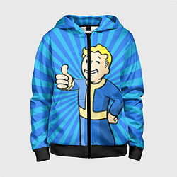 Толстовка на молнии детская Fallout Blue, цвет: 3D-черный