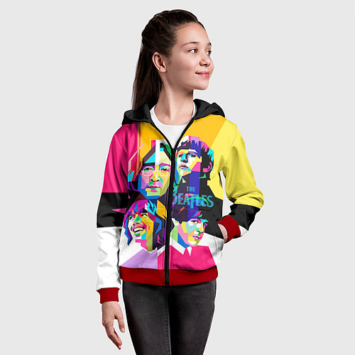 Детская толстовка на молнии The Beatles: Poly-art / 3D-Красный – фото 4