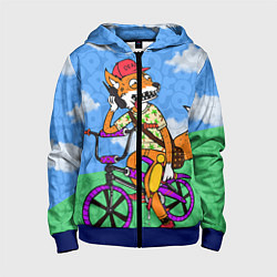 Толстовка на молнии детская Drop Dead: Wild Fox, цвет: 3D-синий