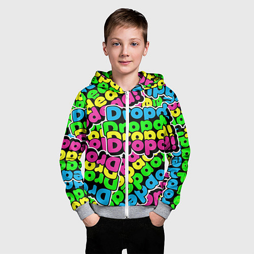 Детская толстовка на молнии Drop Dead: Acid Pattern / 3D-Меланж – фото 3