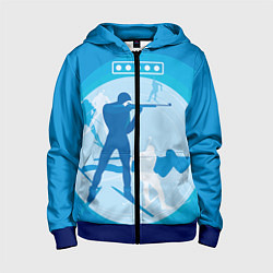Толстовка на молнии детская Биатлон, цвет: 3D-синий