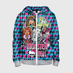 Толстовка на молнии детская Monster High, цвет: 3D-меланж