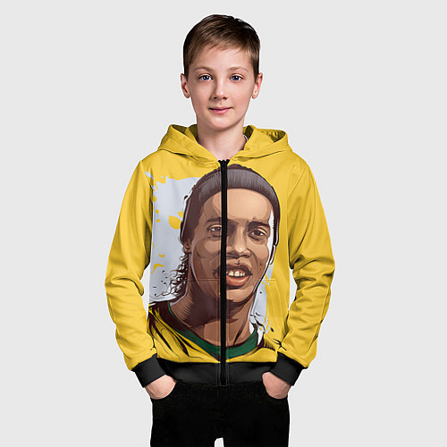 Детская толстовка на молнии Ronaldinho Art / 3D-Черный – фото 3