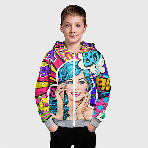 Детская толстовка на молнии Pop art / 3D-Меланж – фото 3