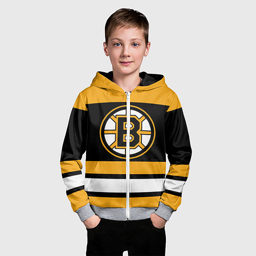 Детская толстовка на молнии Boston Bruins / 3D-Меланж – фото 3