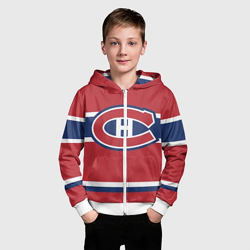 Детская толстовка на молнии Montreal Canadiens / 3D-Белый – фото 3