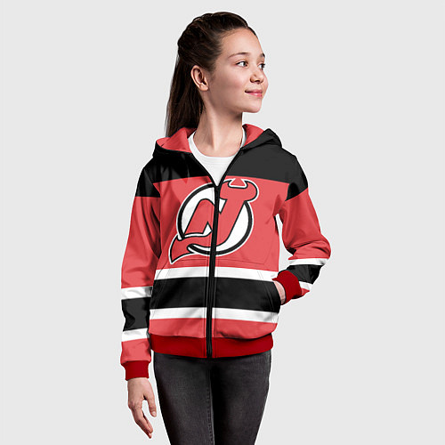 Детская толстовка на молнии New Jersey Devils / 3D-Красный – фото 4