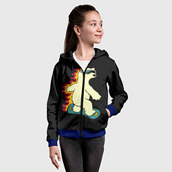 Толстовка на молнии детская Мишка на борде, цвет: 3D-синий — фото 2