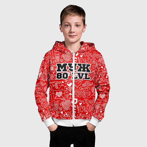 Детская толстовка на молнии Муж 80 LVL / 3D-Белый – фото 3