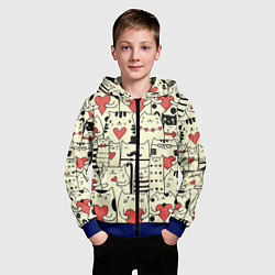 Толстовка на молнии детская Любящие котики, цвет: 3D-синий — фото 2