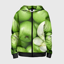 Толстовка на молнии детская Яблочная, цвет: 3D-черный