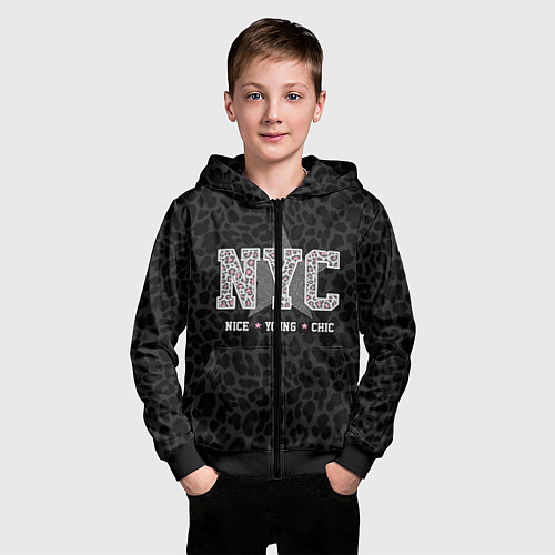 Детская толстовка на молнии NYC / 3D-Черный – фото 3