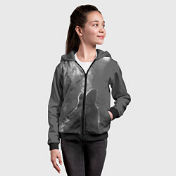 Толстовка на молнии детская Воющий волк, цвет: 3D-черный — фото 2