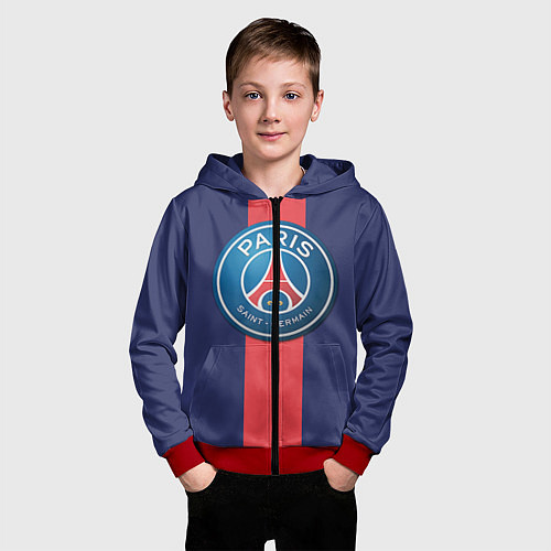 Детская толстовка на молнии Paris Saint-German / 3D-Красный – фото 3