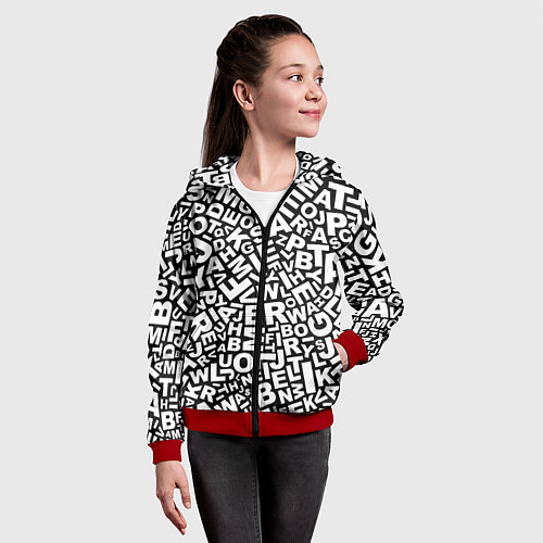 Детская толстовка на молнии Английский алфавит / 3D-Красный – фото 4
