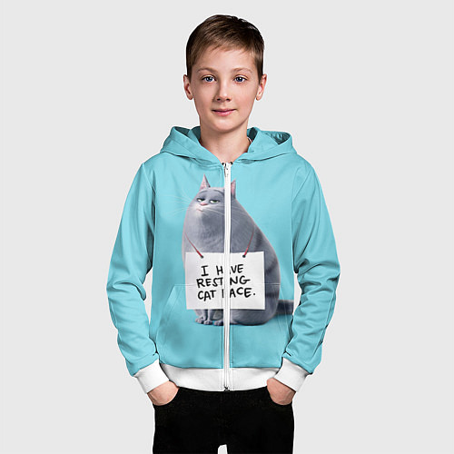 Детская толстовка на молнии I have resing cat face / 3D-Белый – фото 3