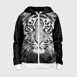 Толстовка на молнии детская Красавец тигр, цвет: 3D-белый